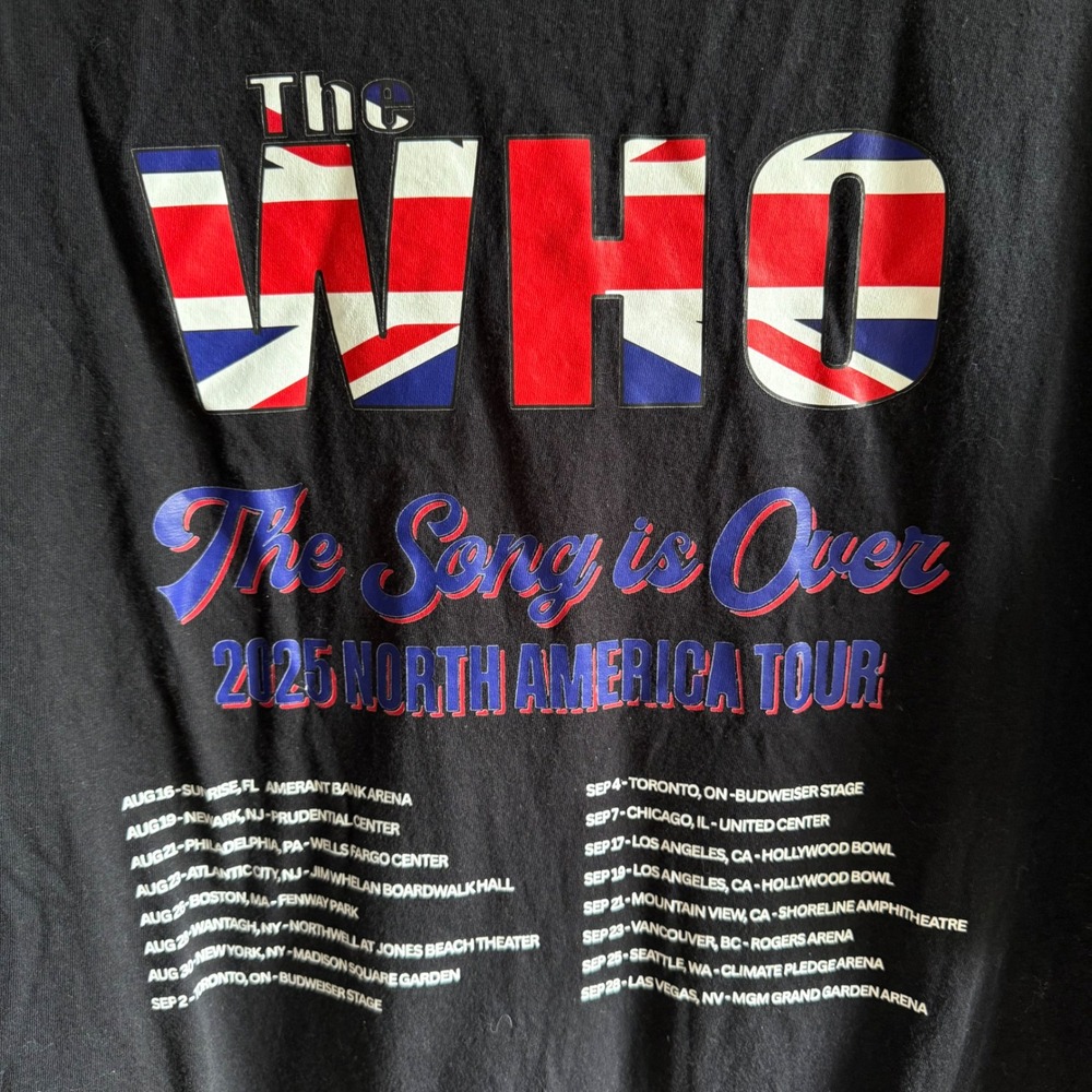 The Who Concert T Shirt Size XL The Song Is Over 2025 North America Tour Black
